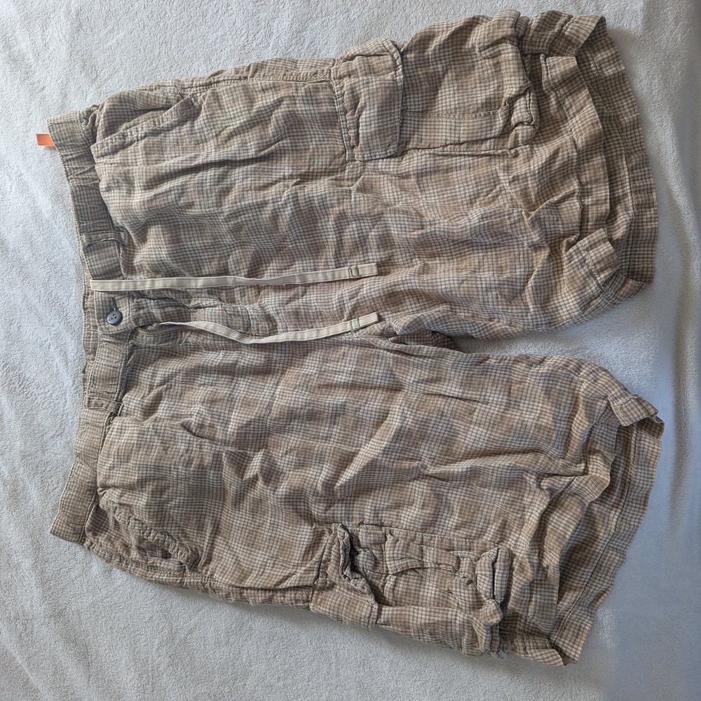 Tommy Bahama Beige Plaid Cargo Shorts